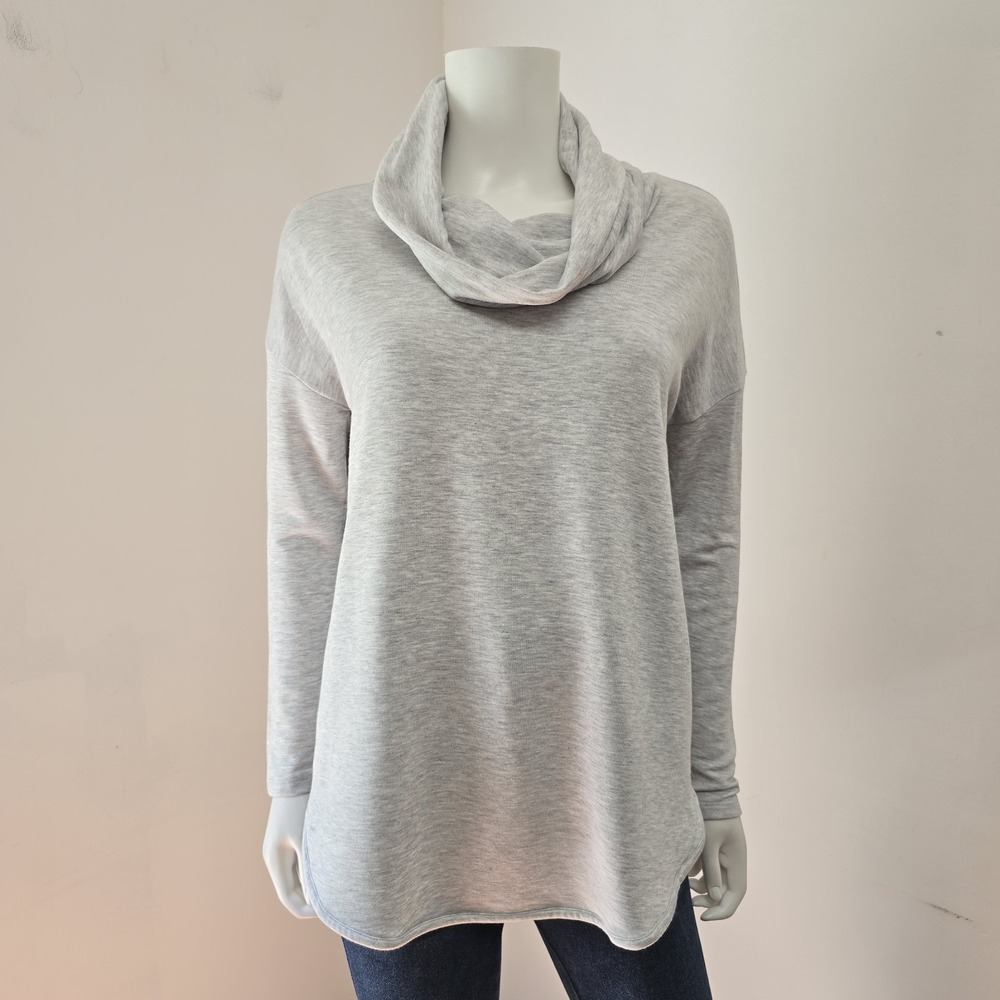 Lou & Grey Signaturesoft Cowl Neck Top Sweatshirt Size L Gray Loungewear NWT